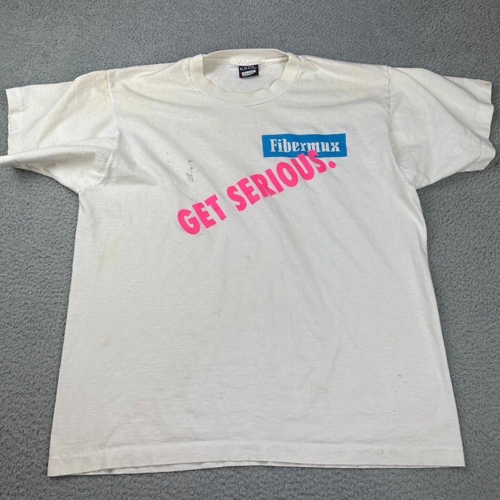 Vintage Fibermux Get Serious World Tour White T Shirt 90S Men Size XL Used